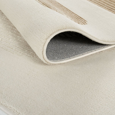 THE RUGS Aura Collection  Area Rugs with Modern Abstract Design in Grey and Beige 6050