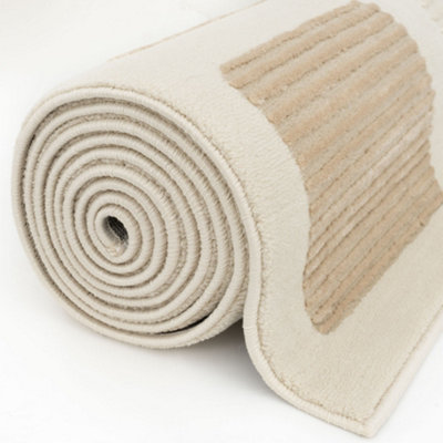 THE RUGS Aura Collection  Area Rugs with Modern Abstract Design in Grey and Beige 6050