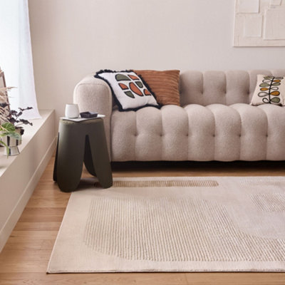 THE RUGS Aura Collection  Area Rugs with Modern Abstract Design in Grey and Beige 6050