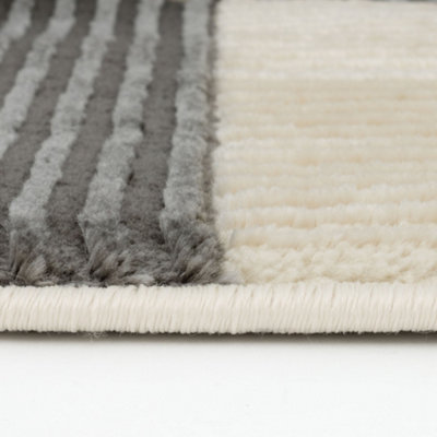 THE RUGS Aura Collection Area Rugs with Modern Checkered Design in Grey ...
