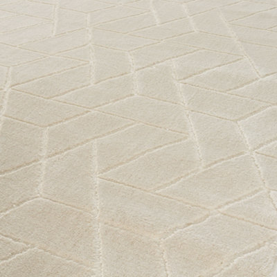 THE RUGS Aura Collection Area Rugs with Modern Hexagon Design in Cream 6030
