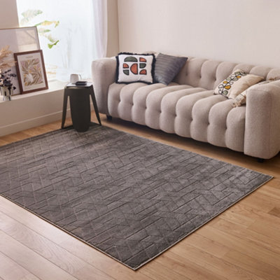 THE RUGS Aura Collection  Area Rugs with Modern Hexagon Design in Grey,Cream and Beige 6030
