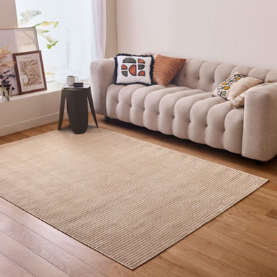 THE RUGS Aura Collection Area Rugs with Modern Striped Design in Beige 6010