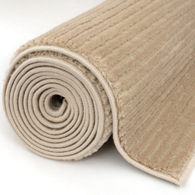 THE RUGS Aura Collection  Area Rugs with Modern Striped Design in Beige 6010