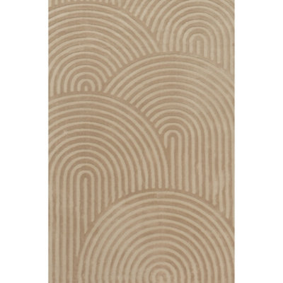 THE RUGS Aura Collection  Area Rugs with Modern Wave Design in Beige 6020