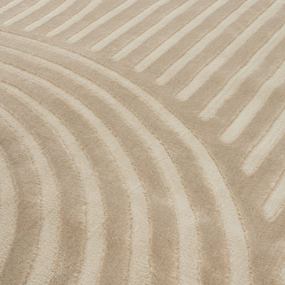 THE RUGS Aura Collection Area Rugs with Modern Wave Design in Beige 6020