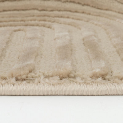 THE RUGS Aura Collection Area Rugs with Modern Wave Design in Beige 6020