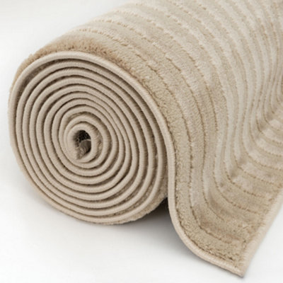 THE RUGS Aura Collection Area Rugs with Modern Wave Design in Beige 6020