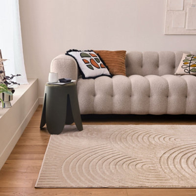 THE RUGS Aura Collection Area Rugs with Modern Wave Design in Beige 6020