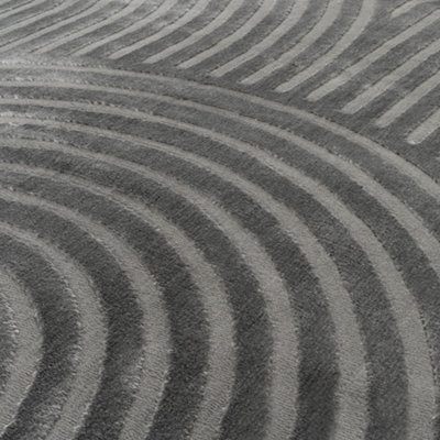THE RUGS Aura Collection Area Rugs with Modern Wave Design in Grey 6020