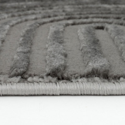 THE RUGS Aura Collection Area Rugs with Modern Wave Design in Grey 6020