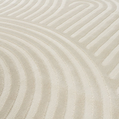 THE RUGS Aura Collection  Area Rugs with Modern Wave Design in Grey,Cream and Beige 6020