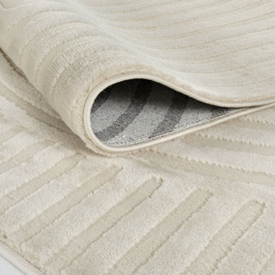 THE RUGS Aura Collection  Area Rugs with Modern Wave Design in Grey,Cream and Beige 6020