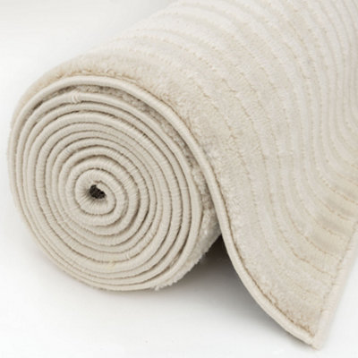 THE RUGS Aura Collection  Area Rugs with Modern Wave Design in Grey,Cream and Beige 6020