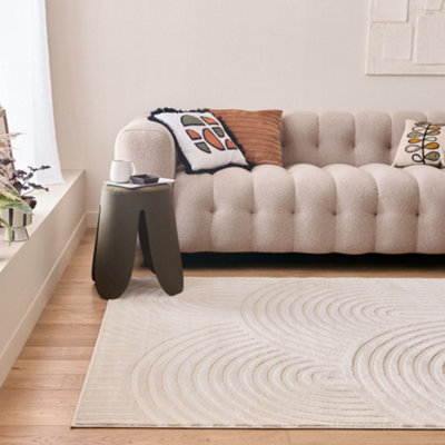 THE RUGS Aura Collection  Area Rugs with Modern Wave Design in Grey,Cream and Beige 6020