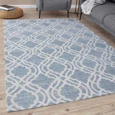 THE RUGS Carina Collection Rugs in Blue 6903 Non-Slip Machine Washable