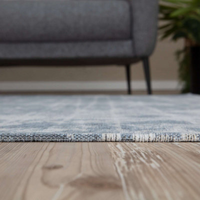THE RUGS Carina Collection Rugs in Blue 6923 Non-Slip Machine Washable