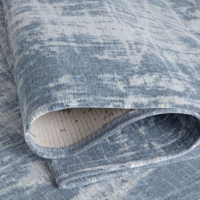 THE RUGS Carina Collection Rugs in Blue 6923 Non-Slip Machine Washable