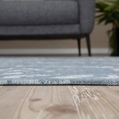 THE RUGS Carina Collection Rugs in Blue 6931B Non-Slip Machine Washable