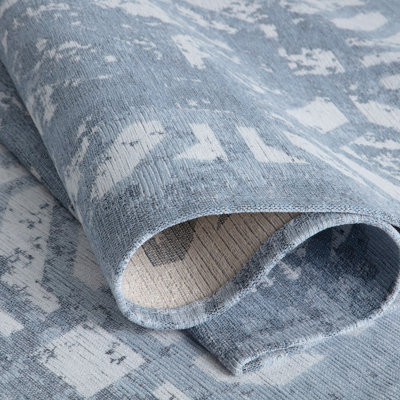 THE RUGS Carina Collection Rugs in Blue 6931B Non-Slip Machine Washable
