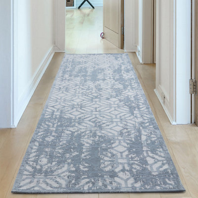 THE RUGS Carina Collection Rugs in Blue 6931B Non-Slip Machine Washable