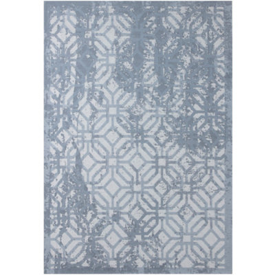 THE RUGS Carina Collection Rugs in Blue 6931B Non-Slip Machine Washable