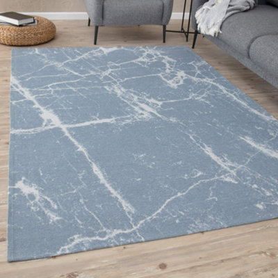 THE RUGS Carina Collection Rugs in Blue 6955 Non-Slip Machine Washable