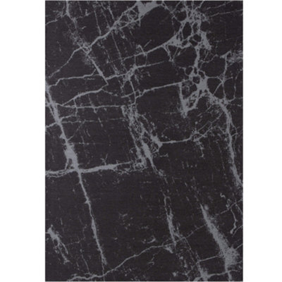 THE RUGS Carina Collection  Rugs in Dark Grey 6952D Non-Slip Machine Washable