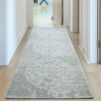 THE RUGS Carina Collection Rugs in Green 6961 Non-Slip Machine