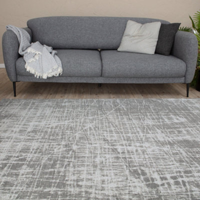 THE RUGS Carina Collection Rugs in Grey 6921G Non-Slip Machine Washable