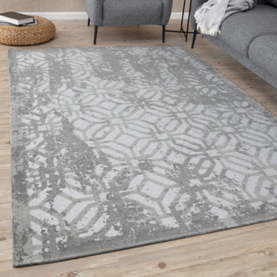 THE RUGS Carina Collection  Rugs in Grey 6932 Non-Slip Machine Washable