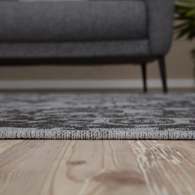THE RUGS Carina Collection Rugs in Grey 6963 Non-Slip Machine Washable