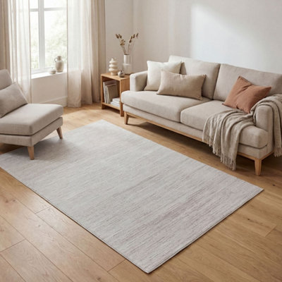 The Rugs Carmel Cream and Beige Striped Area Rug Soft Durable Pet ...