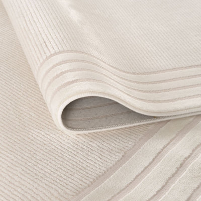 The Rugs Carmel Cream Bordered Area Rug Soft Durable Pet Friendly Easy ...