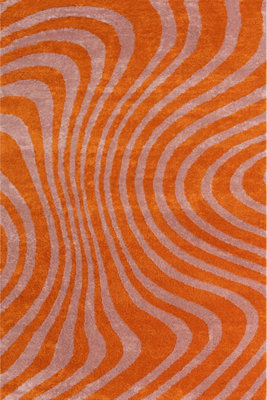 The Rugs Joli Orange and Pink Striped Rug Soft Dense Pile Easy to Clean ...