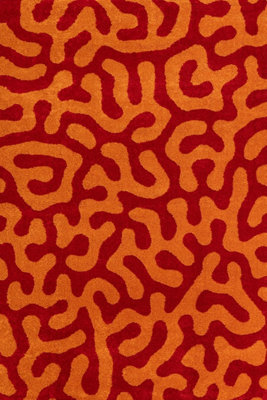 The Rugs Joli Red and Orange Abstract Doodle Rug Soft Dense Pile Easy ...