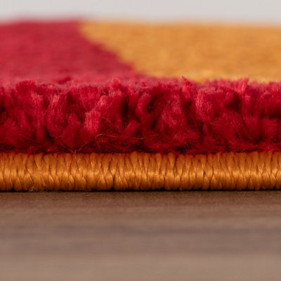 THE RUGS JOLI RED AND ORANGE WAVY RUG SOFT DENSE PILE EASY TO CLEAN AND ...