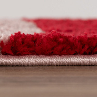 The Rugs Joli Red and Pink Striped Rug Soft Dense Pile Easy to Clean ...