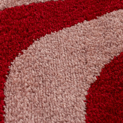 The Rugs Joli Red and Pink Striped Rug Soft Dense Pile Easy to Clean ...
