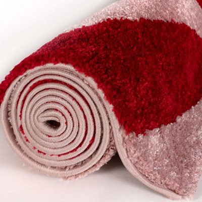 The Rugs Joli Red and Pink Striped Rug Soft Dense Pile Easy to Clean ...