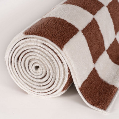 The Rugs Loft Terra and Ivory Checkerboard Living Room Area Rug and ...