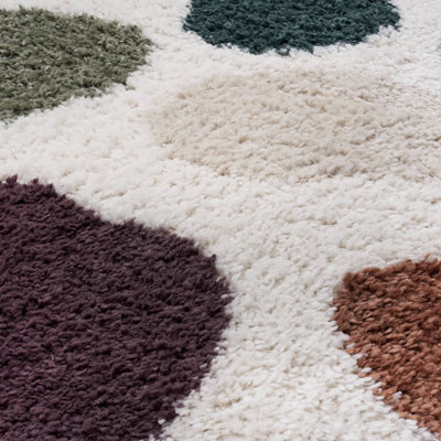 The Rugs Moodi Shaggy Multicolour Mingle Rug Runner Abstract Thick High ...