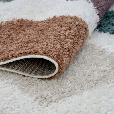 The Rugs Moodi Shaggy Multicolour Mingle Rug Runner Abstract Thick High ...