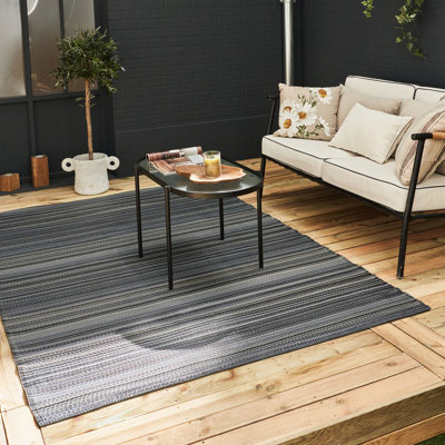 THE RUGS Rainbow Collection Reversible Waterproof Outdoor Rugs Rainbow 1020 Dark Grey