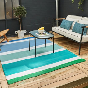 THE RUGS Rainbow Collection Reversible Waterproof Outdoor Rugs Rainbow 1030 Blue