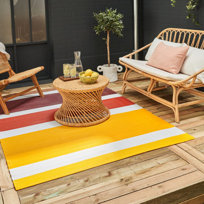 THE RUGS Rainbow Collection Reversible Waterproof Outdoor Rugs Rainbow 1030 Yellow