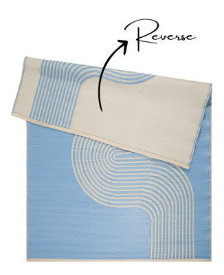 THE RUGS Reversible Waterproof Abstract Outdoor Rug Urban 1010 Blue&Beige