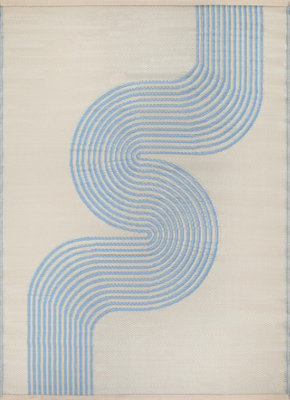 THE RUGS Reversible Waterproof Abstract Outdoor Rug Urban 1010 Blue&Beige