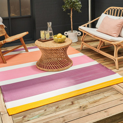 THE RUGS Reversible Waterproof Outdoor Rugs Rainbow 1030 Pink