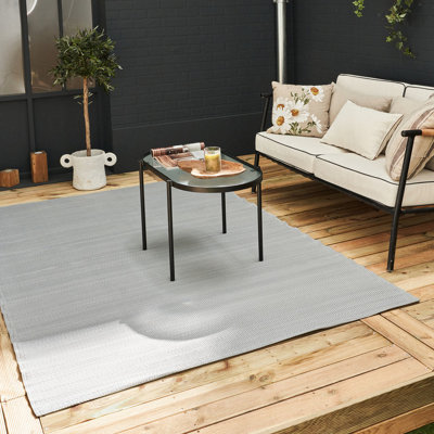 THE RUGS Reversible Waterproof Plain Outdoor Rug Urban 1000 Grey
